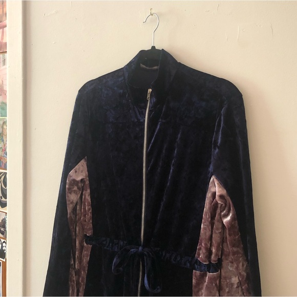 ๐ช Pink&Blue velvet ASOS dress with front zipper - Picture 2 of 4